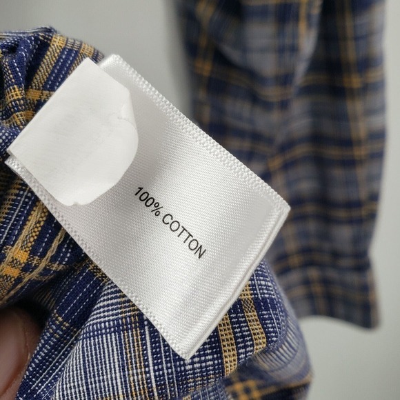 Orvis Blue Plaid Long Sleeve Button Down Shirt Mens Large Textured Cotton - Picture 6 of 12
